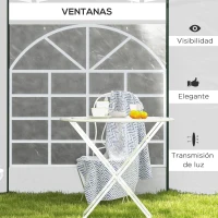 Outsunny 2 Paredes Laterales para Carpa 295x195 cm con Ventana Enrollable y Puerta con Cremallera para Carpa 3x3 m o 3x6 m Blanco(m-6)