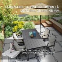 Outsunny Bază pentru Umbrelă din Granit 21 kg, Bază Pătrată pentru Umbrele de Exterior cu Mânere și 2 Butoane Reglabile, Ideală pentru Grădină, Patio, Marginea Piscinei, Gri(m-4)