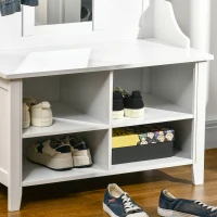 HOMCOM Hallway Furniture Set Shoe Bench Storage Mirror Cabinet Coat Rack Multiple Cubes Hangers Organiser Shelves w/ 4 Hooks(m-11)