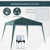 Outsunny Foisor Pliabil de Gradina 2.4x2.4m în Oțel și poliester, Verde(m-4)
