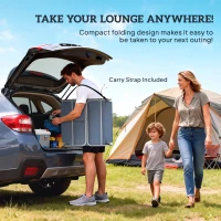 Outsunny 5-Position Adjustable Sun Loungers Set of 2 with Reading Hole and Side Pocket, Grey(m-7)