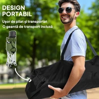 Outsunny Set de 2 Scaune de Camping Pliabile cu Suport pentru Picioare Detașabil, 82x100x88 cm, Negru(m-6)