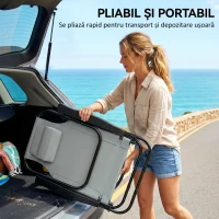 Outsunny Set de 2 Scaune de Camping Portabile, Plajă Pliabile, Spătar Reglabil, Gri Deschis.(m-7)