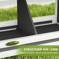 PawHut Cuib pentru Găini cu 3 Compartimente, Bază Ridicată și Acoperiș din Bitum, din Lemn, 95x37x34 cm, Gri(m-5)