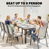 Outsunny Garden Dining Table for 6-8 Person, 180 x 86 cm Rectangular Outdoor Dining Table with Wood Slatted Top, Grey(m-4)