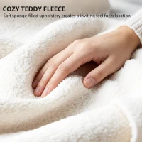 HOMCOM Rama łóżka jednoosobowego z zagłówkiem obitym Teddy-Fleece, metalowa rama łóżka, łatwy montaż, biały(m-4)