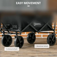 Outsunny Wózek Ogrodowy z Daszkiem, składany, pojemność 110L, rama stalowa, 97x52x105 cm, czarny(m-7)