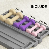 Set gantere HOMCOM 6 kg cu mâner antialunecare și geantă, multicolor(m-5)