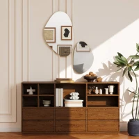 HOMCOM Set of 2 Pebble-Shaped Wall Mirror - Gold Tone(m-2)