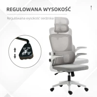 Vinsetto Fotel biurowy, regulowana wysokość, odchylane oparcie, regulowane zagłówki, do 120 kg, 60x59x114-122 cm, szary(m-4)