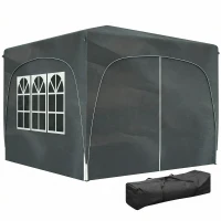 Outsunny 3 x 3m Pop-Up Gazebo Shelter, with Accessories - Dark Grey(m-11)