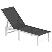 Outsunny Lettino Sdraio con Schienale Regolabile su 5 Livelli, in Acciaio e Textilene, 60x166x84 cm, Bianco e Grigio
