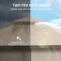 Outsunny Pavillon 3,6x3 m Wasserabweisend Stabil Winterfest Gartenpavillon mit Doppeldach Moskitonetz Seitenteile Abflusslöcher(m-4)