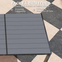Outsunny Table de jardin extérieure avec 6 chaises empilables, plateau à lattes 150 cm, structure en acier anti-rouille, gris(m-7)