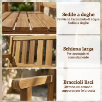 Outsunny Panchina da Giardino da 2 Posti Legno di Abete a Doghe, 150x57x93 cm, Color Teak(m-6)