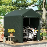 Outsunny Abrigo para Ferramentas Bicicletas e Motos 120x179x165 cm Garagem Portátil com 2 Habitações Verde Escuro(m-7)