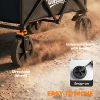 Outsunny Bollerwagen Faltbarer Handwagen Gartenwagen Transportwagen mit Griff Verstellbarer Griffhöhe Getränkehalter Schwarz(m-8)