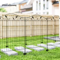 Outsunny Ogrodzenie metalowe 4 szt. 365x112cm, czarne, dekoracyjne(m-9)