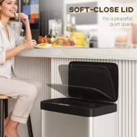 HOMCOM 45L Stainless Steel Sensor Bin - Silver Tone(m-7)