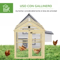 PawHut Gallinero para Exterior 140x88,5x106 cm con 3 Perchas Marco de Madera y 2 Puertas con Cierre Madera Natural(m-6)