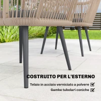 Outsunny Set 2 Sedie da Giardino con Cuscini e Braccioli, in Acciaio e Rattan PE, 54x65x80 cm, Grigio Scuro(m-5)