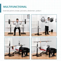 Homcom Suport Haltere – 2 Rack-uri Otel Reglabil cu Carlige(m-5)