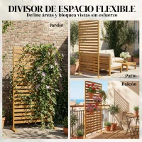 Outsunny Biombo de Madera 170x80 cm Biombo Separador de Ambientes Enrejado para Exterior Jardín Patio Terraza Marrón(m-4)