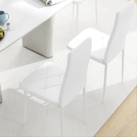 HOMCOM Set de 6 Sillas de Comedor Tapizadas de Cuero Sintético con Respaldo Alto y Patas de Acero 41x50x97 cm Blanco(m-8)