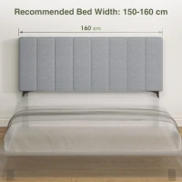 HOMCOM Zagłówek z regulacją wysokości na trzech poziomach, tapicerowany, z metalowymi nogami, w wyglądzie lnu do sypialni, 160x10x106/116/126 cm, Szary(m-4)