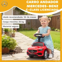 AIYAPLAY Carro Andador para Crianças Mercedes-Benz Classe C com Buzina Volante Sons de Motor e Espaço de Armazenamento 65x28x39 c(m-4)