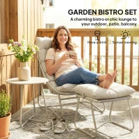Outsunny Bistro Set for Garden, 3 Piece Outdoor Table and Chair with Footstool and Removable Cushions, Comfy Balcony Furniture(m-4)