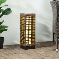 Outsunny Lampadaire solaire extérieur en résine tressée lampadaire sans fil rechargeable capteur de lumière 15,5 x 15,5 x 46 cm(m-10)