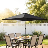 Outsunny Garden Parasol, Parasol Umbrella with Crank Handle, Tilt Function, Polyester Canopy, Black(m-9)