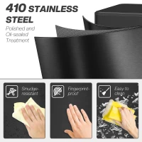 HOMCOM Prullenbak 20L, Softclose Deksel, Geurfiltervak, Vingerafdrukbestendig, Roestvrij Staal, Zwart(m-5)