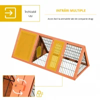 PawHut cusca lemn de brad, pentru iepuri, 118x50x45cm(m-5)