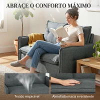 HOMCOM Sofá de 2 Lugares Estofado em Linho Sofá Moderno com Acolchoamento Grosso Design Capitoné 131x75x85 cm Cinza Escuro(m-4)