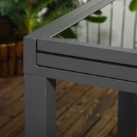 Outsunny Extending Garden Table, Outdoor Dining Table with Aluminium Frame and Tempered Glass Tabletop, 80/160 x 80 x 75 cm, Black(m-11)