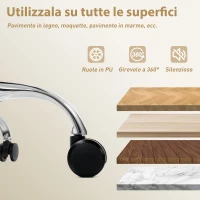 HOMCOM Bürostuhl mit Fußstütze und Kopfstütze, aus PU-Leder, Schaumstoff und Metall, 76x73x117-125 cm, Cremeweiß(m-4)