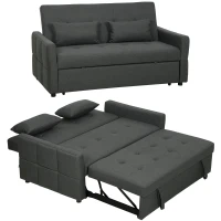 HOMCOM Three-Way Two-Seater Sofa Bed - Charcoal Grey(m-10)