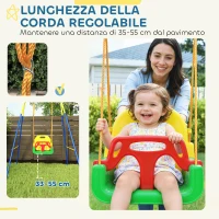 AIYAPLAY Altalena da Giardino per Bambini Regolabile con Schienale e Barriera, in Acciaio e PP, 128x155x157 cm, Verde(m-5)