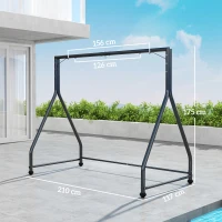 Outsunny Soporte para Columpio de Acero Estructura de Columpio de 2 y 3 Asientos Carga 360 kg 210x117x175 cm Negro(m-3)
