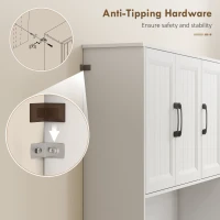 HOMCOM Szafka kuchenna, 180,5 cm, spiżarnia, blat roboczy, otwór na kable, regulowane półki, MDF, Biały(m-7)