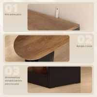 HOMCOM Mesa de Bar Extensible y Giratoria 90° con Estantes Abiertos y 2 Puertas de Vidrio 150x80x105,5 cm Negro y Natural(m-8)