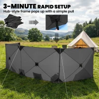 Outsunny Camping Windbreak Pop Up Windbreaker Blocker with Ropes Pegs for Beach Caravan Outdoor 480 x 120 cm(m-4)