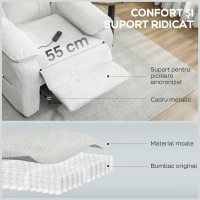 HOMCOM Fotoliu Reclinabil 150° cu Aspect Catifea, Suport pentru Picioare, Telecomandă și Buzunar Lateral, 96x90x103 cm, Bej(m-5)