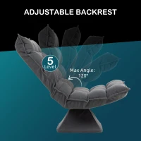 HOMCOM Fotoliu Rotativ și Catifelat pentru Living cu Spătar Reglabil în 5 Poziții, 62x70x95 cm, Gri(m-4)