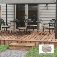 Outsunny Set de 4 perne pentru scaun, pad-uri pentru scaun 47 x 47 cm, umplutură groasă, rezistente la decolorare, bej(m-6)