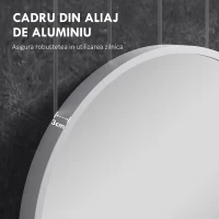 HOMCOM Oglindă de Baie Ovală Montabilă pe Perete cu Ramă din Aluminiu, Verticală sau Orizontală, 60x90 cm, Argintiu(m-5)
