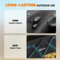 Outsunny Chariot de jardin pliable avec roues verrouillables Poignée réglable Porte-gobelet Charge 80 kg pour camping 85x50x99 cm noir(m-5)