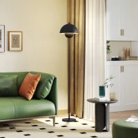 HOMCOM Lampă de podea pentru living modernă cu abajur în formă de cupă Comutator la picior Soclu E27 Fără bec Ø30x155 cm Negru(m-4)